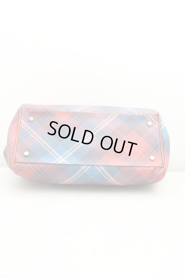 画像3: ヴィヴィアンウエストウッド 中古 / タータンチェックボストンバッグ  赤×青×茶  H-25-12-28-108-ba-IN-ZH (3)