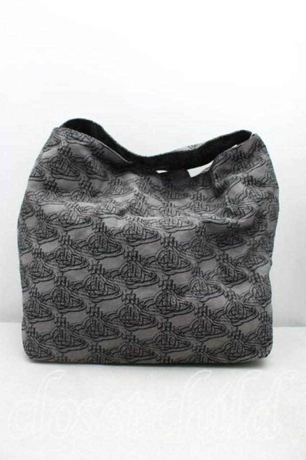 画像2: ヴィヴィアンウエストウッド 中古 / オーブリピートトートバッグ  灰  H-25-12-28-115-ba-IN-ZH (2)