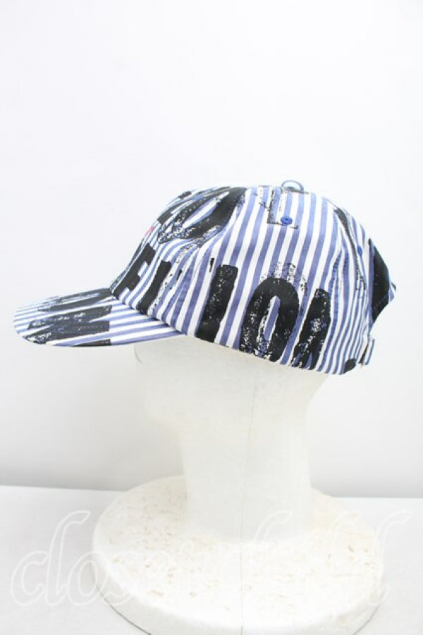 画像2: ヴィヴィアンウエストウッド 中古 / ストライプRED KABELSTAMPプリントキャップ  青  H-25-12-28-124-ha-OD-ZH (2)