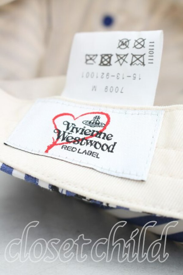 画像4: ヴィヴィアンウエストウッド 中古 / ストライプRED KABELSTAMPプリントキャップ  青  H-25-12-28-124-ha-OD-ZH (4)