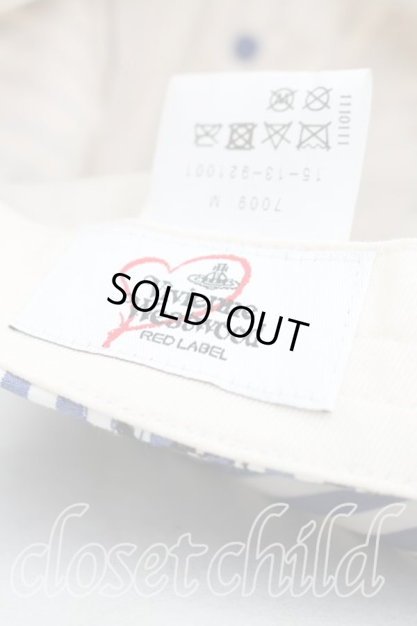 画像4: ヴィヴィアンウエストウッド 中古 / ストライプRED KABELSTAMPプリントキャップ  青  H-25-12-28-124-ha-OD-ZH (4)