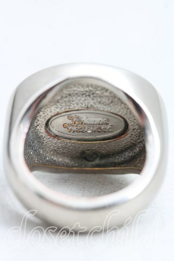 画像4: ヴィヴィアンウエストウッド 中古 / エナメルオーブリング XS(6号相当） シルバーｘ黒  H-25-12-28-134-rg-OD-ZH (4)