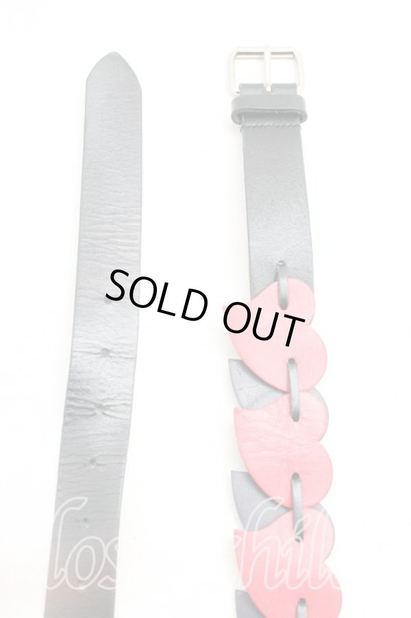 画像2: ヴィヴィアンウエストウッド 中古 / ハートレザーベルト  赤ｘ黒  H-25-12-28-150-gd-OD-ZH (2)