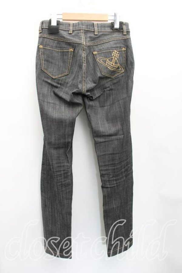 画像2: ヴィヴィアンウエストウッド 中古 / ステッチオーブスキニーデニム 1（7号相当） インディゴ  H-25-12-28-016-pa-OD-ZH (2)