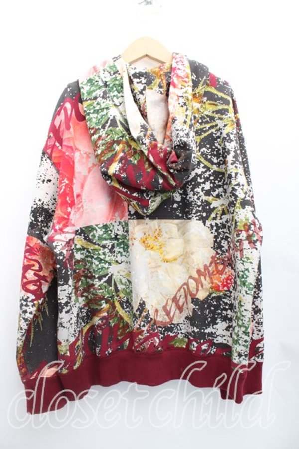 画像2: ヴィヴィアンウエストウッド 中古 / "FREEDOM FIGHTER PUZZLE ROSE"ジップパーカー 50(メンズXL相当) 黒×赤  H-26-01-11-022-to-IN-ZH (2)