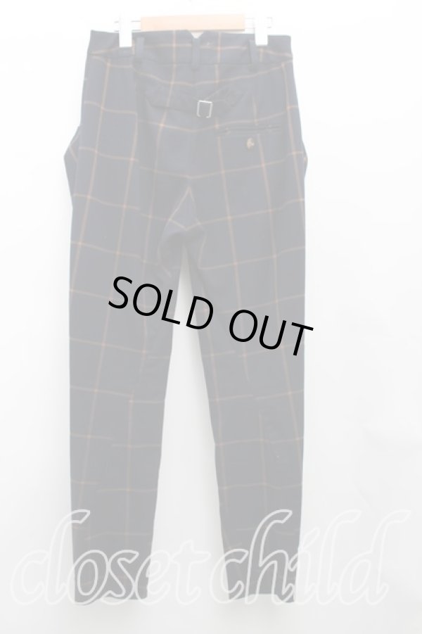 画像2: ヴィヴィアンウエストウッド 中古 / 格子チェックウールパンツ 1(7号相当) 紺×オレンジ  H-26-01-11-003-pa-IN-ZH (2)