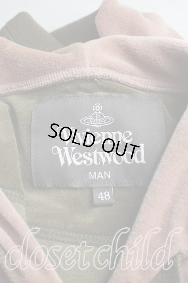 画像3: ヴィヴィアンウエストウッド MAN 中古 / バイカラーベロアパーカー 48(メンズL相当) ピンク×カーキ  H-26-01-11-027-to-IN-ZH (3)