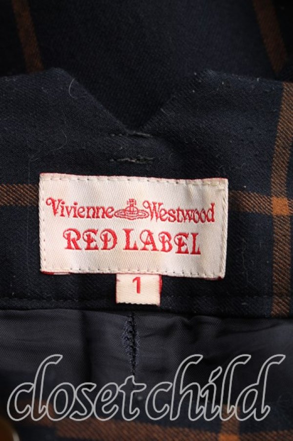 画像3: ヴィヴィアンウエストウッド 中古 / 格子チェックウールパンツ 1(7号相当) 紺×オレンジ  H-26-01-11-003-pa-IN-ZH (3)