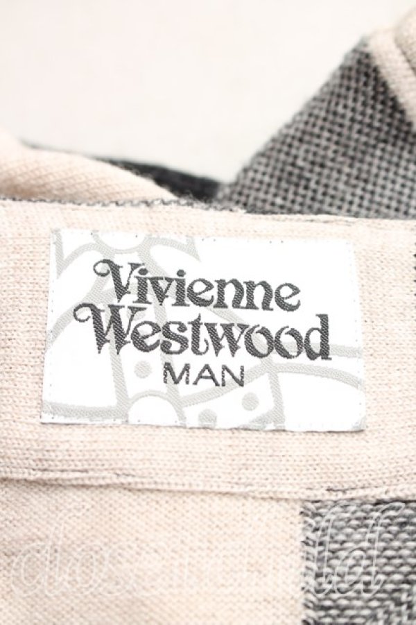 画像3: ヴィヴィアンウエストウッド MAN 中古 / ブロックチェックアシメカーディガン FREE 黒ｘベージュ  H-26-01-11-032-to-OD-ZH (3)