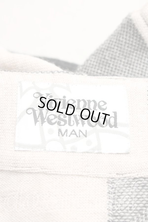 画像3: ヴィヴィアンウエストウッド MAN 中古 / ブロックチェックアシメカーディガン FREE 黒ｘベージュ  H-26-01-11-032-to-OD-ZH (3)