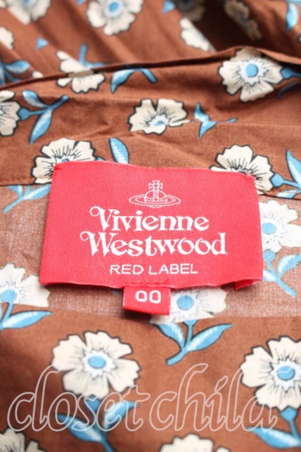 画像3: ヴィヴィアンウエストウッド 中古 / フラワー総柄プリーツ切替ワンピース 00(ワンサイズ) 茶  H-26-01-11-037-op-IN-ZH (3)