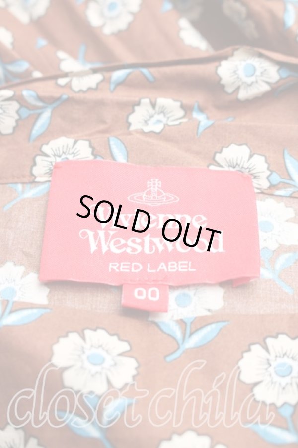 画像3: ヴィヴィアンウエストウッド 中古 / フラワー総柄プリーツ切替ワンピース 00(ワンサイズ) 茶  H-26-01-11-037-op-IN-ZH (3)