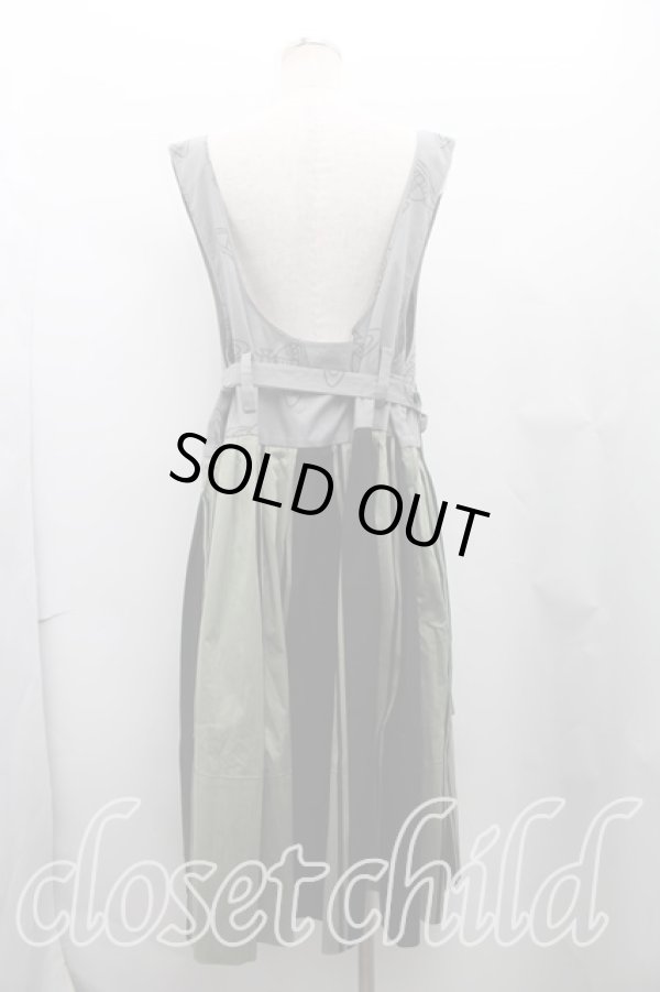 画像2: ヴィヴィアンウエストウッド 中古 / ストライプ切替ウエスト紐ワンピース 38(7号相当) 灰×緑  H-26-01-11-001-op-IN-ZH (2)