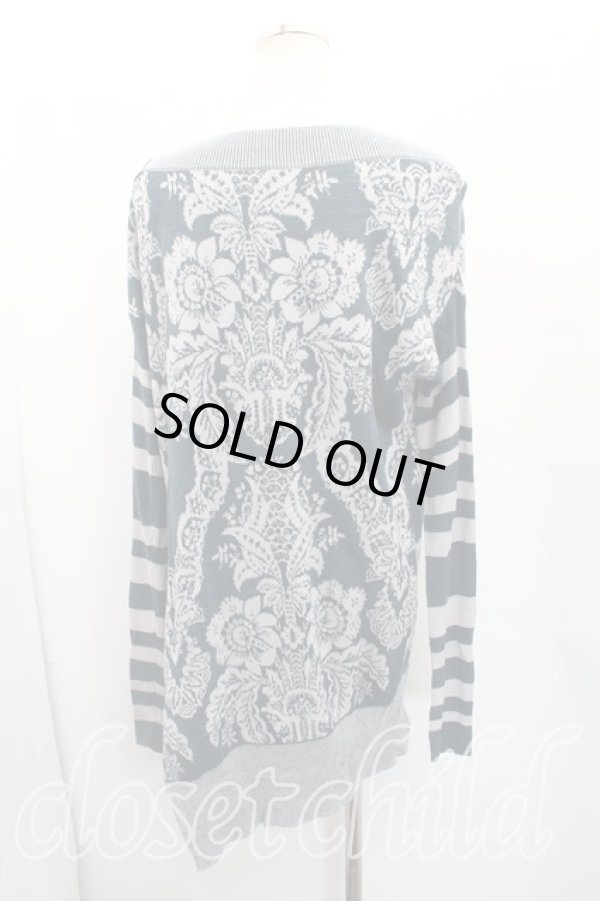 画像2: ヴィヴィアンウエストウッド 中古 / リブ切替総柄ニットワンピース 2(9号相当) 灰×青緑  H-26-01-11-044-to-IN-ZH (2)