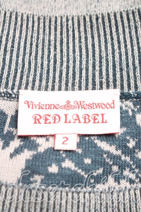 画像3: ヴィヴィアンウエストウッド 中古 / リブ切替総柄ニットワンピース 2(9号相当) 灰×青緑  H-26-01-11-044-to-IN-ZH (3)