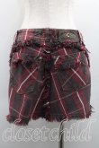 画像2: ANGLOMANIA 中古 / タータンチェックデニムミニスカート W27 赤  H-26-01-11-005-sk-IN-ZH (2)