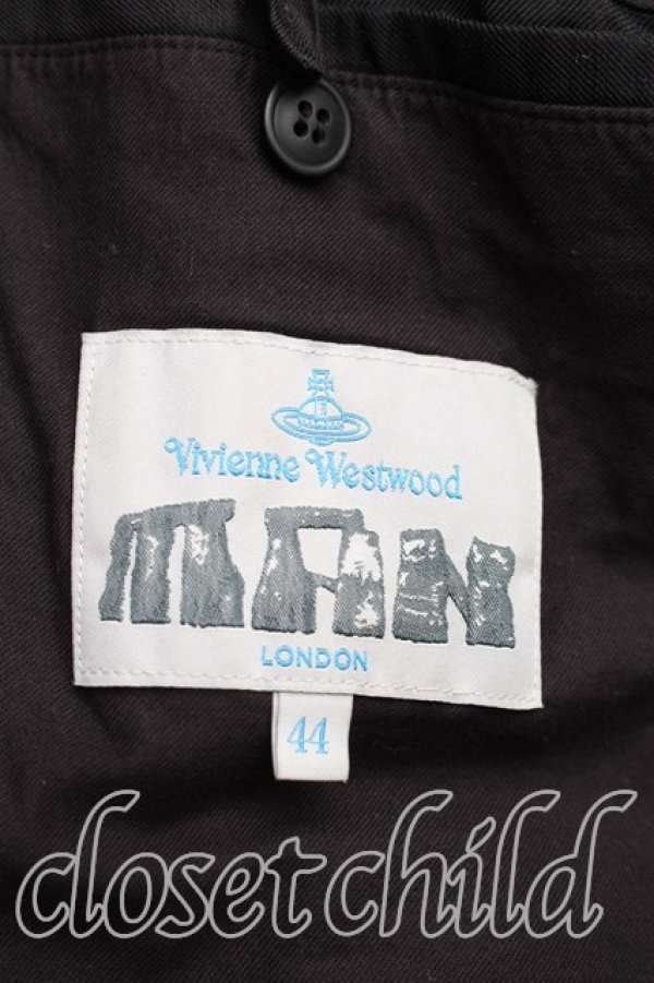 画像3: ヴィヴィアンウエストウッド MAN 中古 / リネンシルク混ジャケット 44(メンズS相当相当) 黒  H-26-01-11-051-jc-IN-ZH (3)