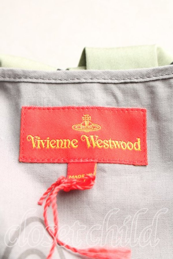 画像3: ヴィヴィアンウエストウッド 中古 / ストライプ切替ウエスト紐ワンピース 38(7号相当) 灰×緑  H-26-01-11-001-op-IN-ZH (3)