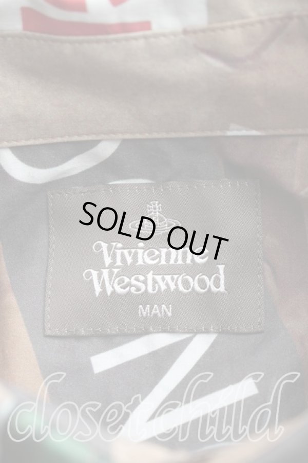 画像3: ヴィヴィアンウエストウッド MAN 中古 / CAUTION TAPE MANLONDONGANDER半袖シャツ FREE 茶  H-26-01-11-063-bl-OD-ZH (3)