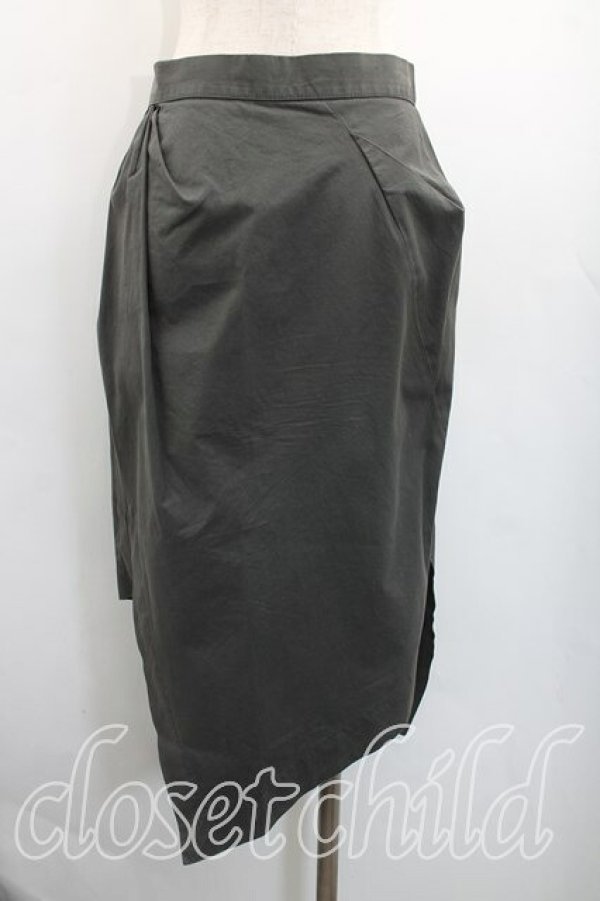 画像2: ANGLOMANIA 中古 / イレギュラースカート 42（11号相当） カーキ  H-26-01-11-067-sk-OD-ZH (2)