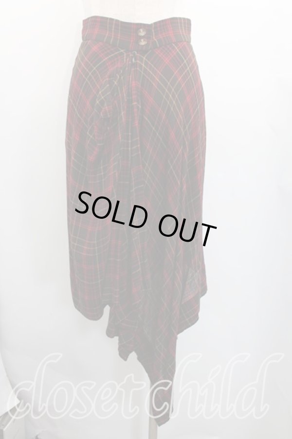 画像2: ヴィヴィアンウエストウッド 中古 / タータンチェックイレギュラースカート 40（9号相当） 赤  H-26-01-11-069-sk-OD-ZH (2)