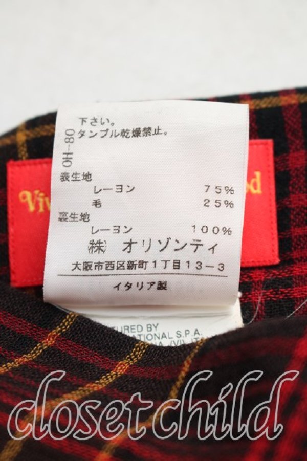 画像4: ヴィヴィアンウエストウッド 中古 / タータンチェックイレギュラースカート 40（9号相当） 赤  H-26-01-11-069-sk-OD-ZH (4)