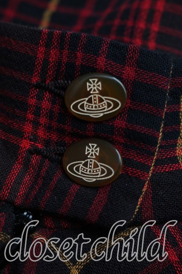 画像5: ヴィヴィアンウエストウッド 中古 / タータンチェックイレギュラースカート 40（9号相当） 赤  H-26-01-11-069-sk-OD-ZH (5)