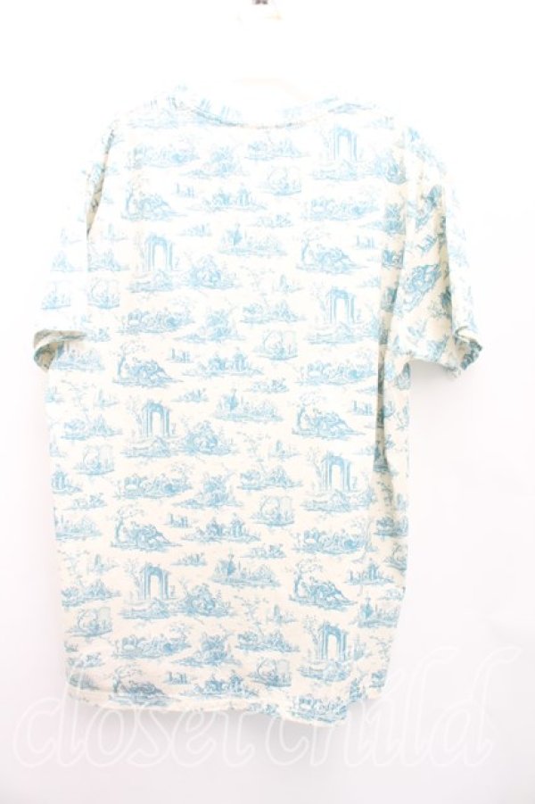 画像2: ヴィヴィアンウエストウッド 中古 / トワレ柄Tシャツ L 青ｘ生成  H-26-01-11-078-ts-OD-ZH (2)
