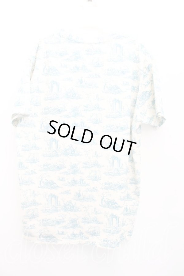 画像2: ヴィヴィアンウエストウッド 中古 / トワレ柄Tシャツ L 青ｘ生成  H-26-01-11-078-ts-OD-ZH (2)