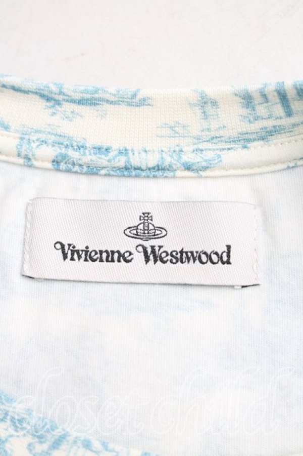 画像3: ヴィヴィアンウエストウッド 中古 / トワレ柄Tシャツ L 青ｘ生成  H-26-01-11-078-ts-OD-ZH (3)