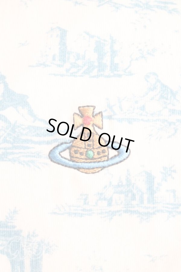 画像6: ヴィヴィアンウエストウッド 中古 / トワレ柄Tシャツ L 青ｘ生成  H-26-01-11-078-ts-OD-ZH (6)