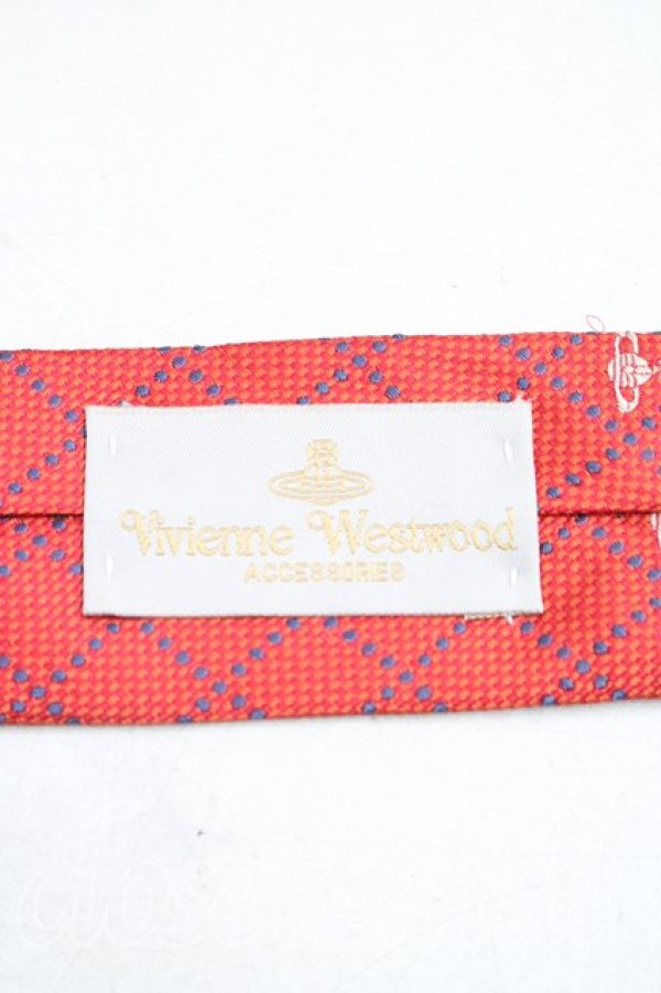 画像3: ヴィヴィアンウエストウッド 中古 / 格子チェックネクタイ  オレンジ  H-26-01-11-122-gd-OD-ZH (3)