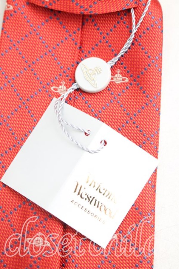 画像4: ヴィヴィアンウエストウッド 中古 / 格子チェックネクタイ  オレンジ  H-26-01-11-122-gd-OD-ZH (4)