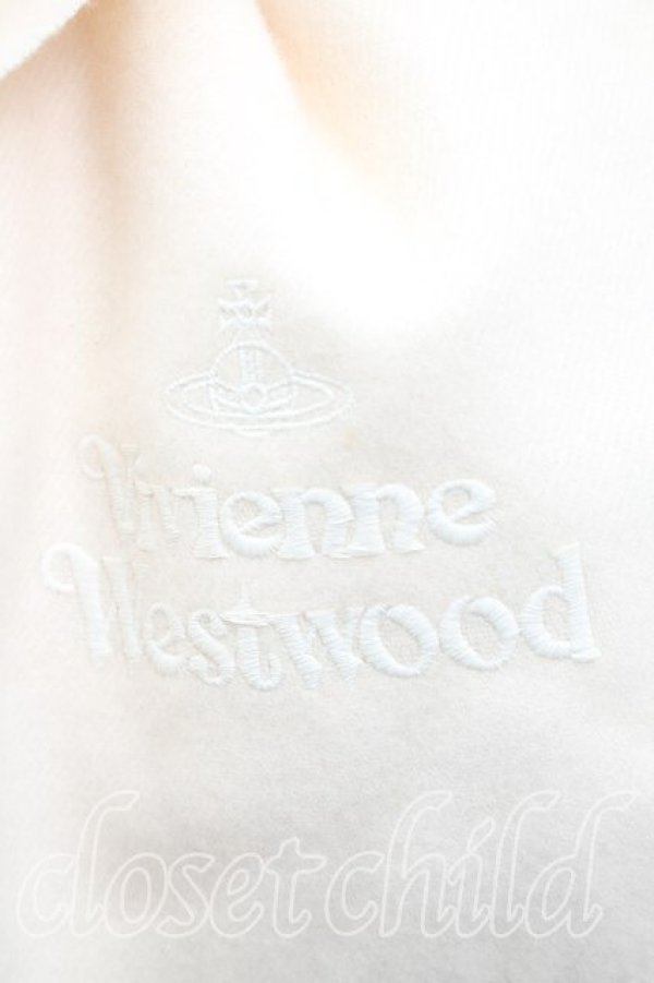 画像2: ヴィヴィアンウエストウッド 中古 / ロゴ刺繍マフラー  白  H-26-01-11-125-gd-OD-ZH (2)