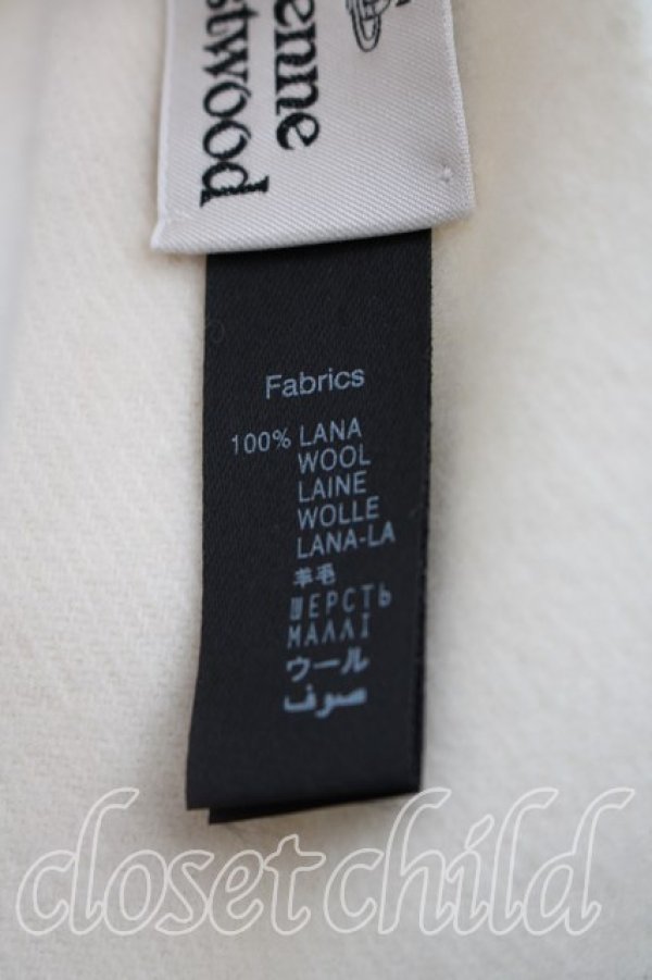 画像3: ヴィヴィアンウエストウッド 中古 / ロゴ刺繍マフラー  白  H-26-01-11-125-gd-OD-ZH (3)