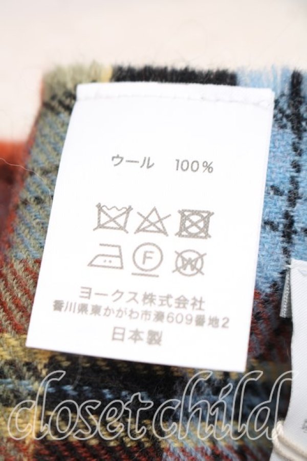 画像4: ヴィヴィアンウエストウッド 中古 / オーブ刺繍タータンチェックウールマフラー  青  H-26-01-11-134-gd-IN-ZH (4)