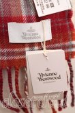 画像3: ヴィヴィアンウエストウッド 中古 / オーブ刺繍タータンチェックウールマフラー  赤  H-26-01-11-135-gd-IN-ZH (3)