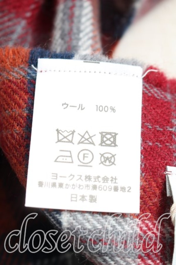 画像4: ヴィヴィアンウエストウッド 中古 / オーブ刺繍タータンチェックウールマフラー  赤  H-26-01-11-135-gd-IN-ZH (4)