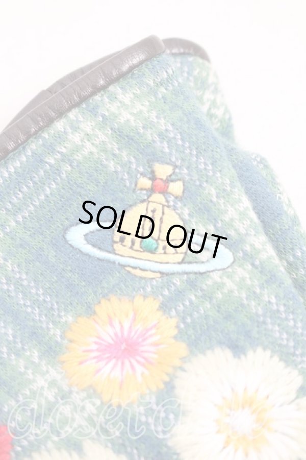 画像2: ヴィヴィアンウエストウッド 中古 / フラワー刺繍手袋  緑  H-26-01-11-137-gd-OD-ZH (2)