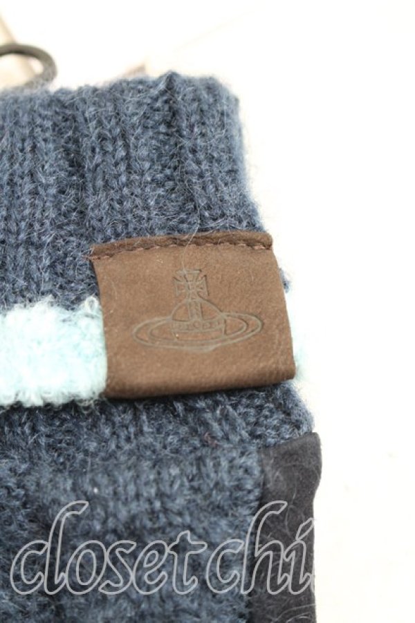 画像2: ヴィヴィアンウエストウッド 中古 / フィンガーレスニット手袋  紺  H-26-01-11-142-gd-IN-ZH (2)