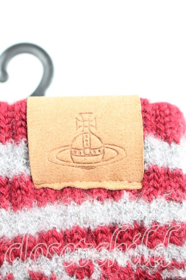 画像2: ヴィヴィアンウエストウッド 中古 / オーブ総柄ノーフィンガー手袋  ボルドー  H-26-01-11-143-gd-OD-ZH (2)