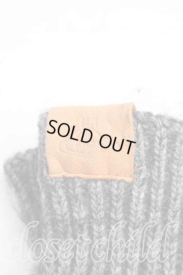 画像2: ヴィヴィアンウエストウッド 中古 / レザーパッチノーフィンガー手袋  灰  H-26-01-11-145-gd-OD-ZH (2)