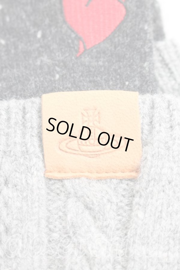 画像2: ヴィヴィアンウエストウッド 中古 / アシメハート刺繍2WAY手袋  灰  H-26-01-11-150-gd-IN-ZH (2)