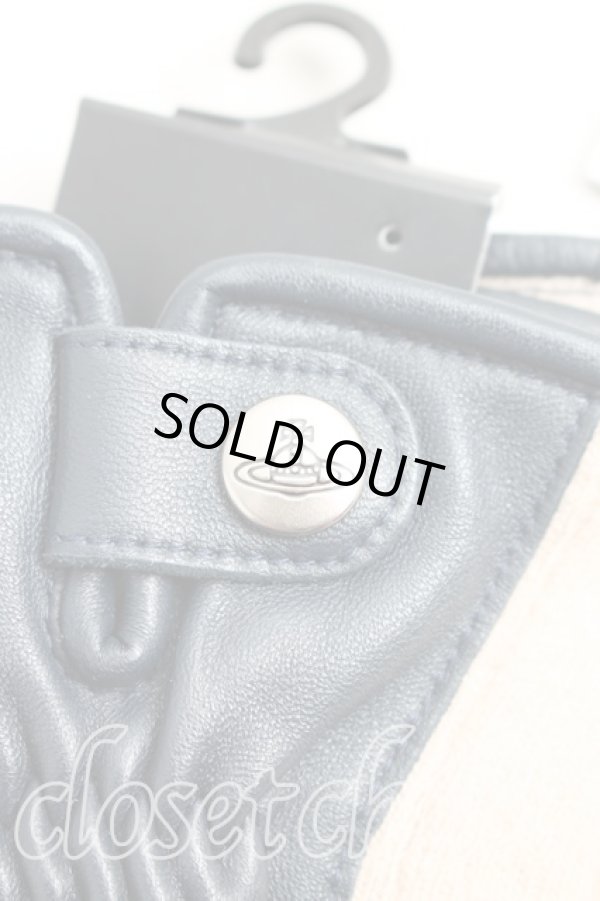 画像2: ヴィヴィアンウエストウッド 中古 / レザー切替ウールグローブ  ベージュ×黒  H-26-01-11-153-gd-IN-ZH (2)