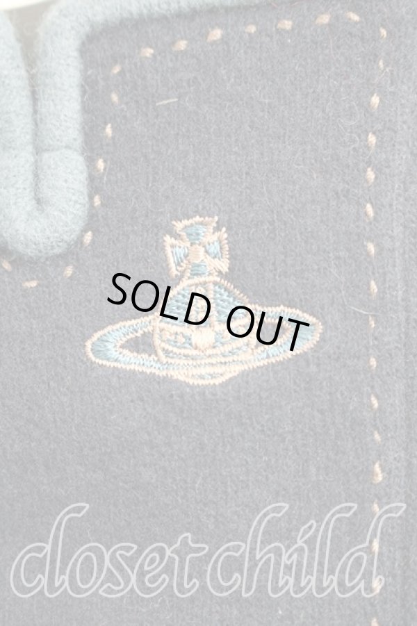 画像2: ヴィヴィアンウエストウッド 中古 / オーブ刺繍ステッチ手袋  紺  H-26-01-11-154-gd-IN-ZH (2)