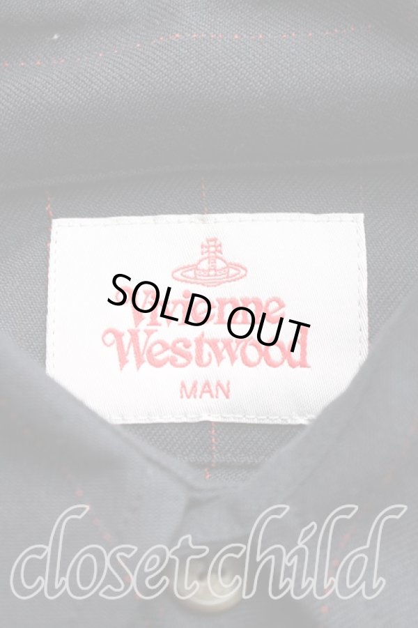 画像3: ヴィヴィアンウエストウッド MAN 中古 / ストライプBIGシャツ 00（ワンサイズ） 紺  H-26-01-18-020-bl-OD-ZH (3)