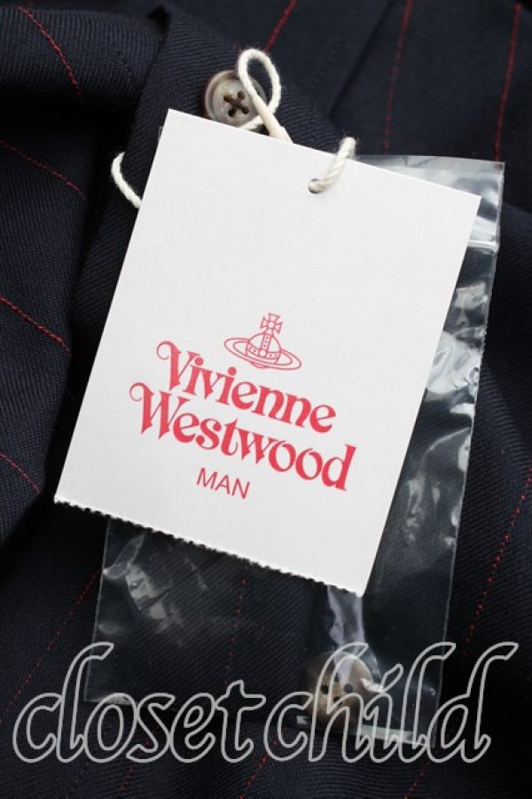 画像5: ヴィヴィアンウエストウッド MAN 中古 / ストライプBIGシャツ 00（ワンサイズ） 紺  H-26-01-18-020-bl-OD-ZH (5)