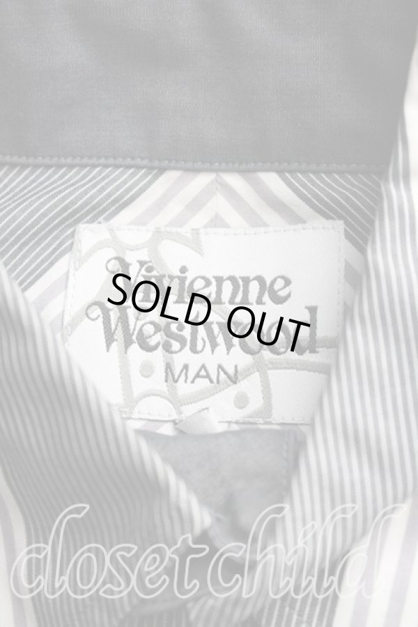 画像3: ヴィヴィアンウエストウッド MAN 中古 / ストライプカフスシャツ 44（メンズS相当） 灰  H-26-01-18-022-bl-OD-ZH (3)
