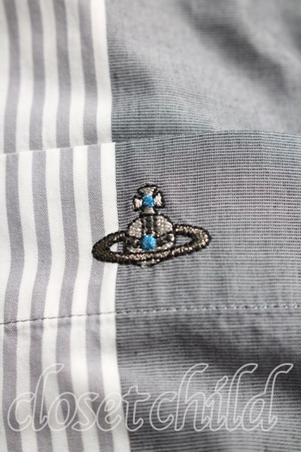 画像6: ヴィヴィアンウエストウッド MAN 中古 / ストライプカフスシャツ 44（メンズS相当） 灰  H-26-01-18-022-bl-OD-ZH (6)