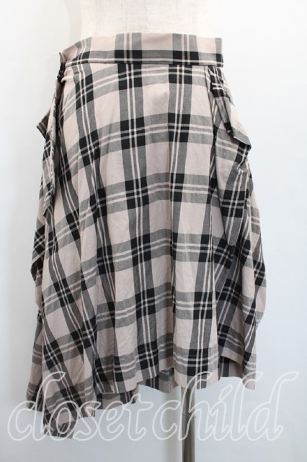 画像2: ヴィヴィアンウエストウッド 中古 / チェックイレギュラースカート 1（7号相当） ベージュｘ黒  H-26-01-18-023-sk-OD-ZH (2)